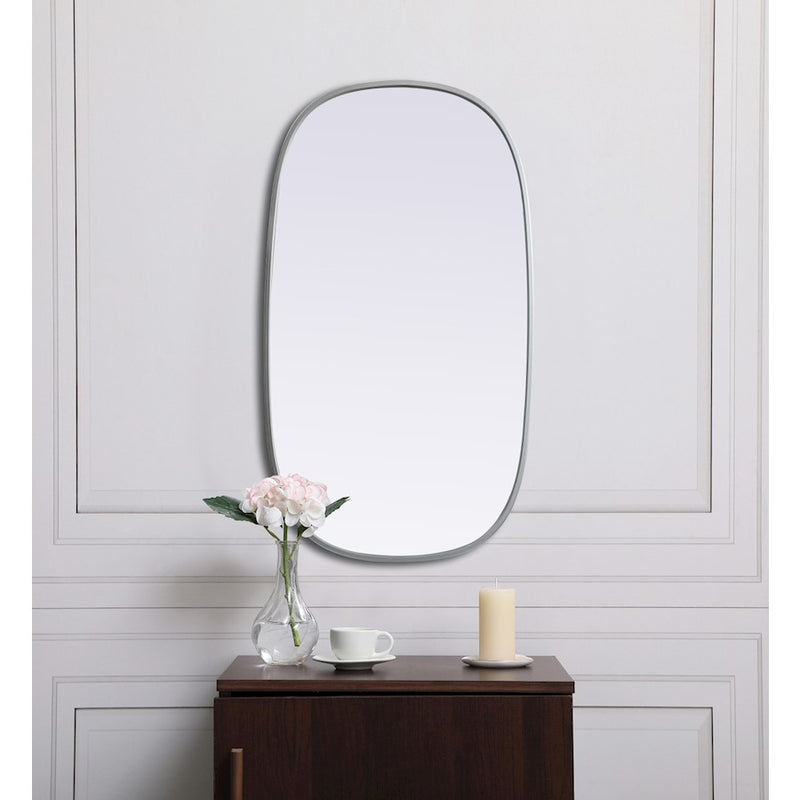 Elegant Decor Brynn Metal Frame Oval Mirror 20X36", Silver