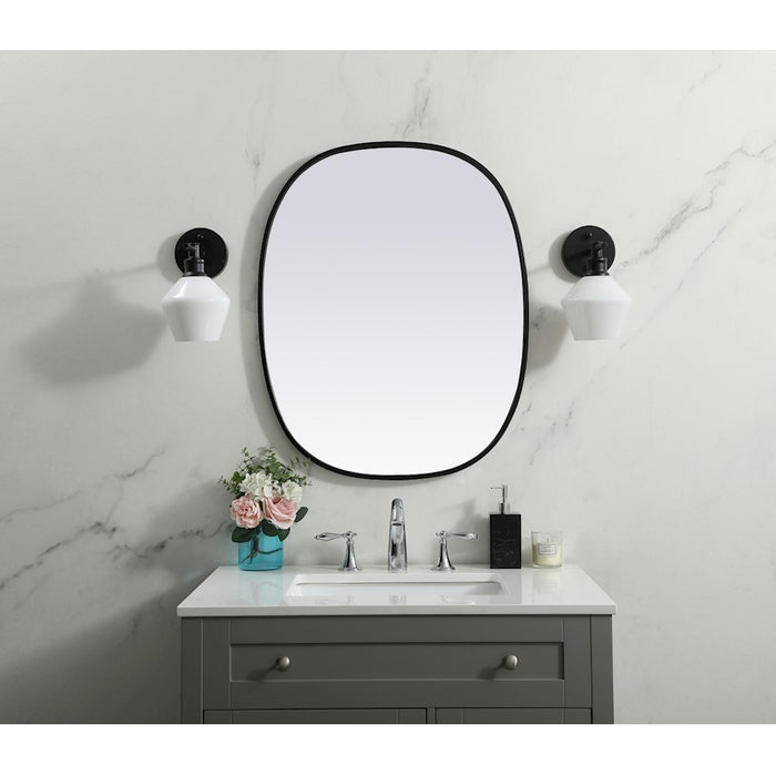 Elegant Decor Brynn Metal Frame Oval Mirror 24X30", Black
