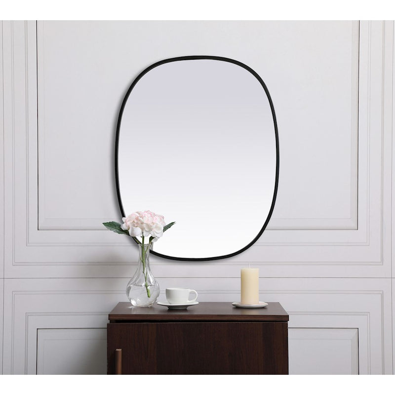 Elegant Decor Brynn Metal Frame Oval Mirror 24X30", Black