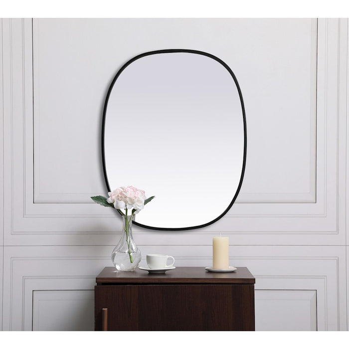 Elegant Decor Brynn Metal Frame Oval Mirror 24X30", Black