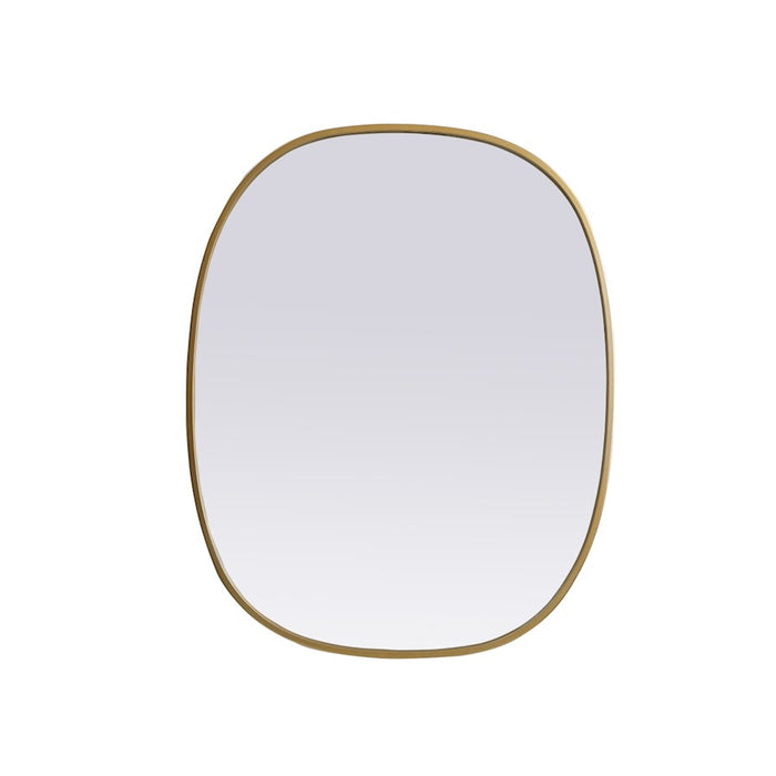 Elegant Decor Brynn Metal Frame Oval Mirror 24X30", Brass