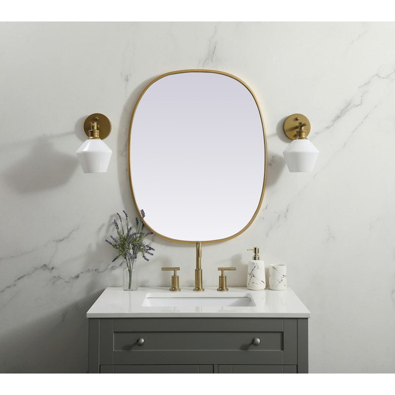 Elegant Decor Brynn Metal Frame Oval Mirror 24X30", Brass