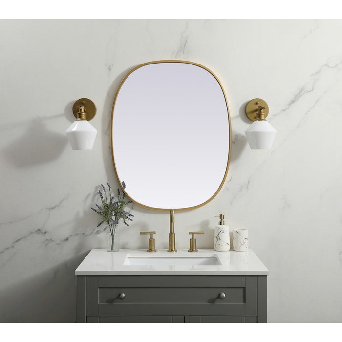 Elegant Decor Brynn Metal Frame Oval Mirror 24X30", Brass