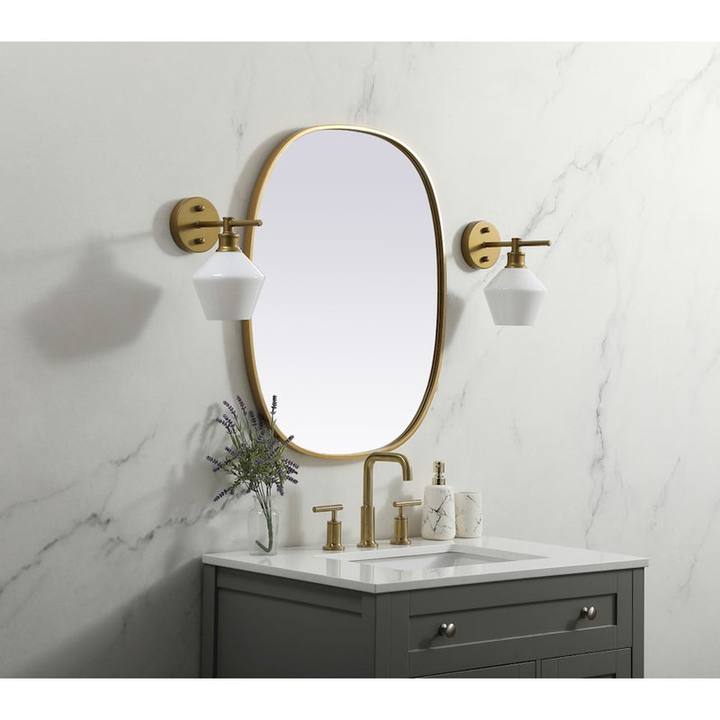 Elegant Decor Brynn Metal Frame Oval Mirror 24X30", Brass