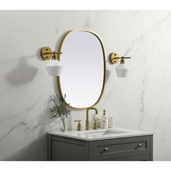 Elegant Decor Brynn Metal Frame Oval Mirror 24X30", Brass