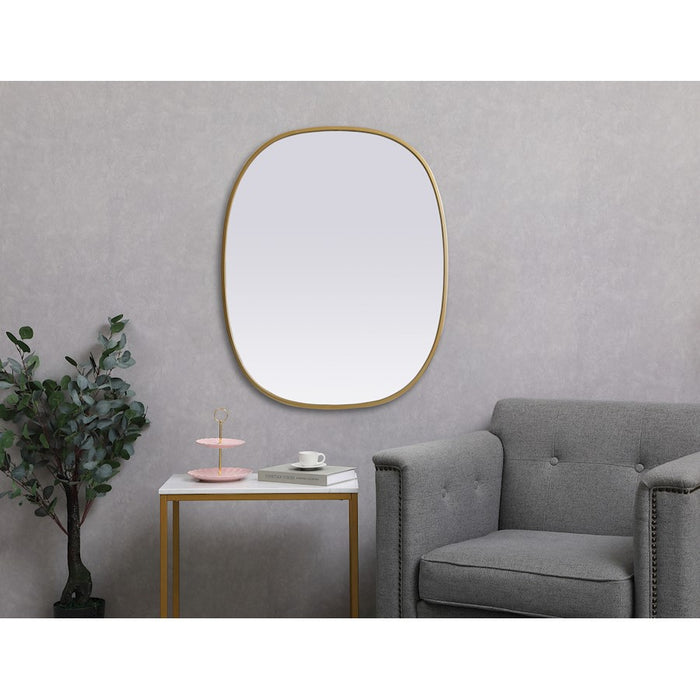 Elegant Decor Brynn Metal Frame Oval Mirror 24X30", Brass