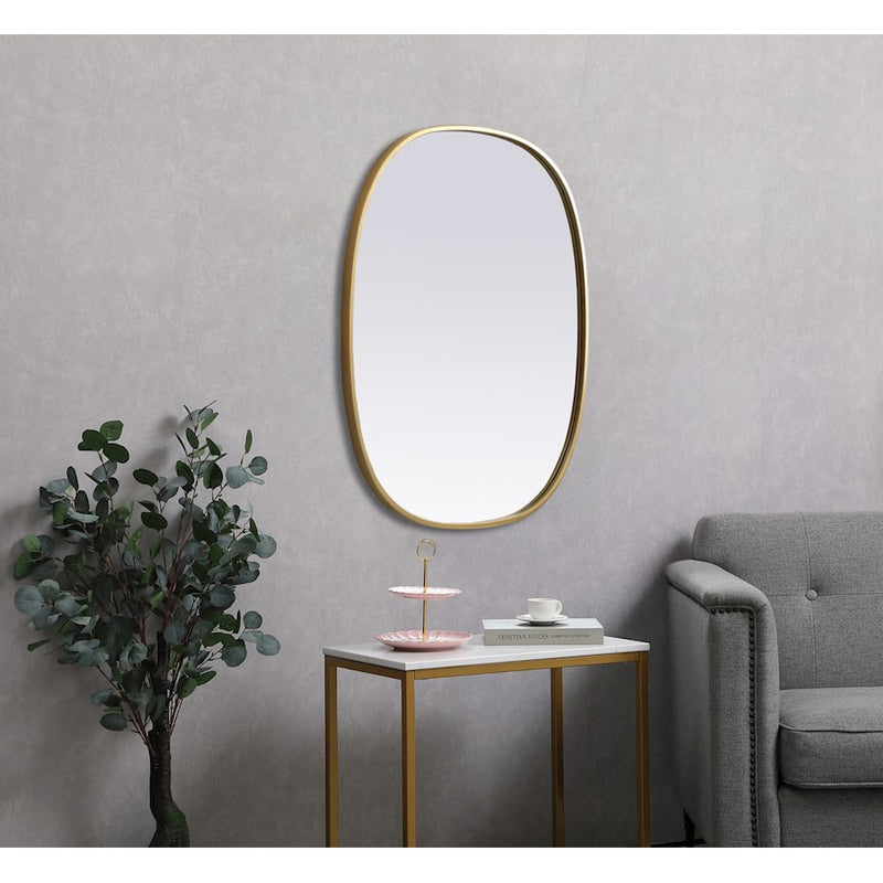 Elegant Decor Brynn Metal Frame Oval Mirror 24X30", Brass