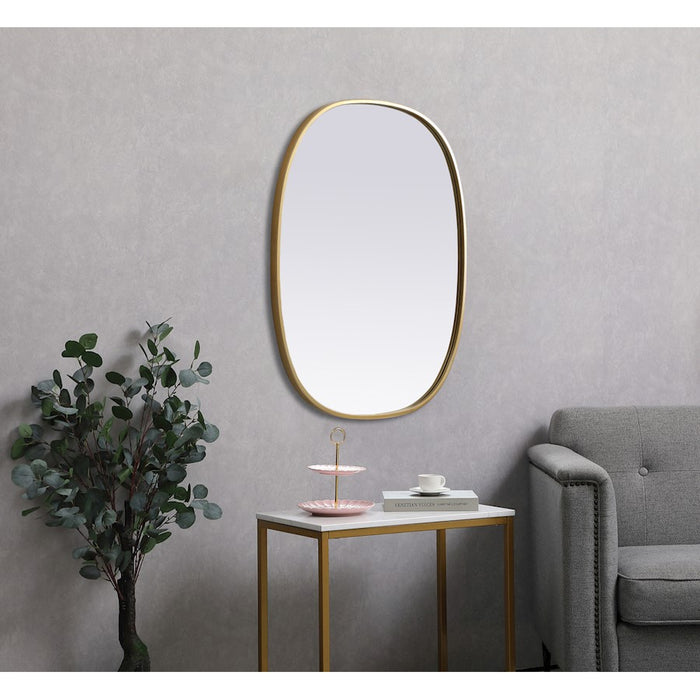 Elegant Decor Brynn Metal Frame Oval Mirror 24X30", Brass