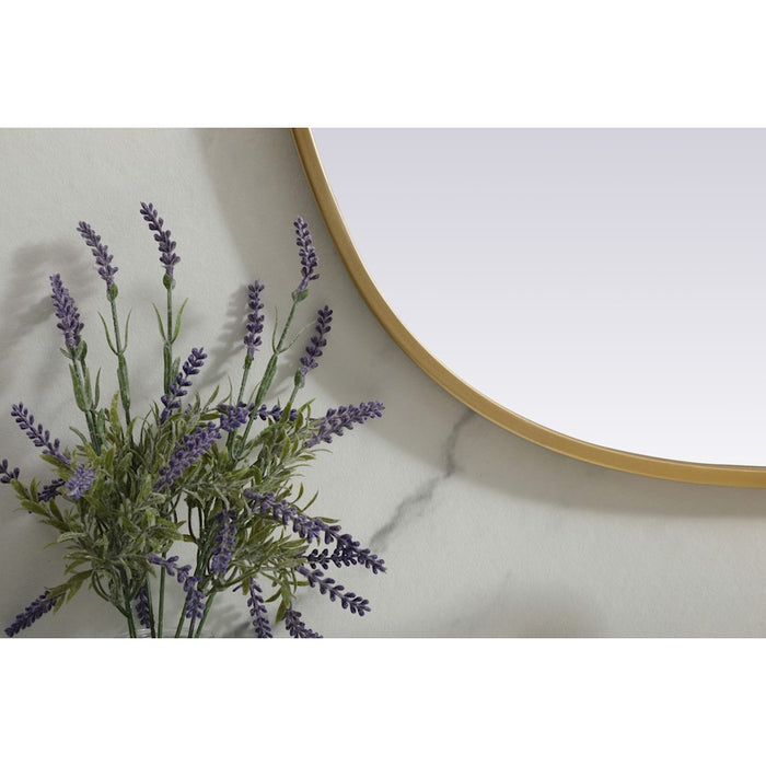 Elegant Decor Brynn Metal Frame Oval Mirror 24X30", Brass
