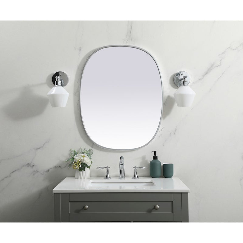 Elegant Decor Brynn Metal Frame Oval Mirror 24X30", Silver