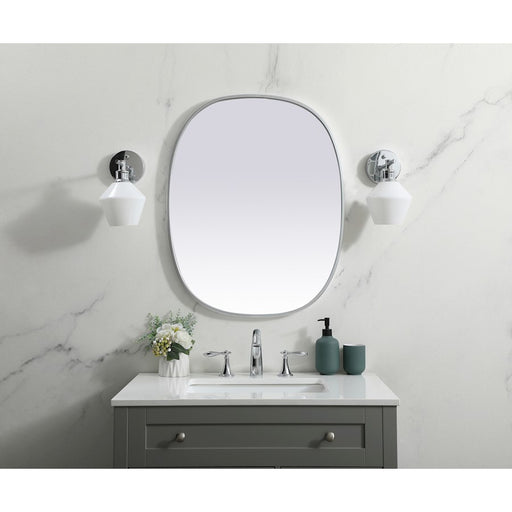 Elegant Decor Brynn Metal Frame Oval Mirror 24X30", Silver