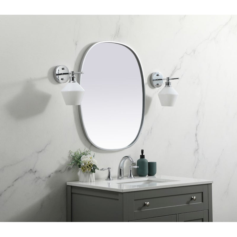 Elegant Decor Brynn Metal Frame Oval Mirror 24X30", Silver