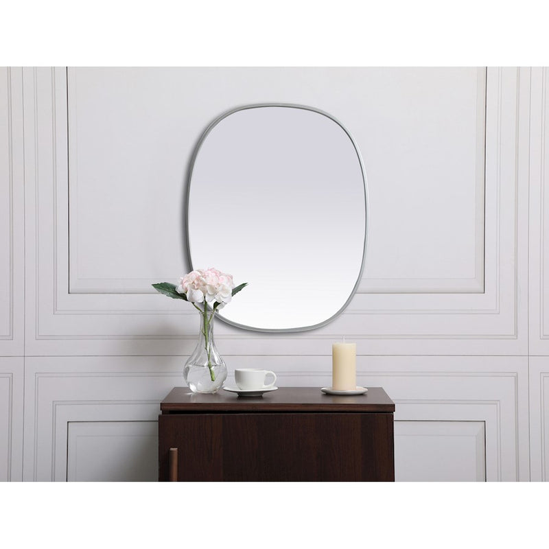 Elegant Decor Brynn Metal Frame Oval Mirror 24X30", Silver