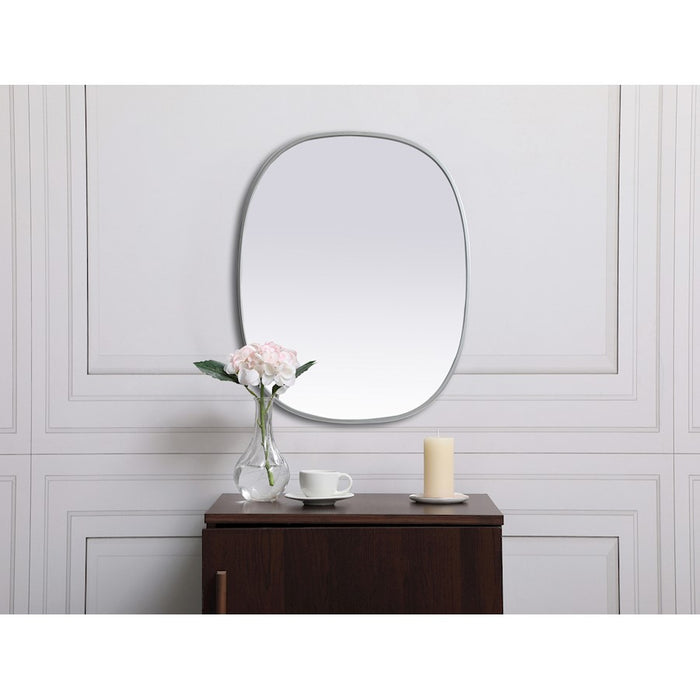 Elegant Decor Brynn Metal Frame Oval Mirror 24X30", Silver