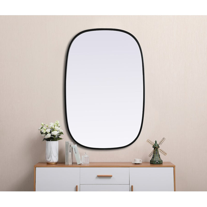 Elegant Decor Brynn Metal Frame Oval Mirror 24X36", Black