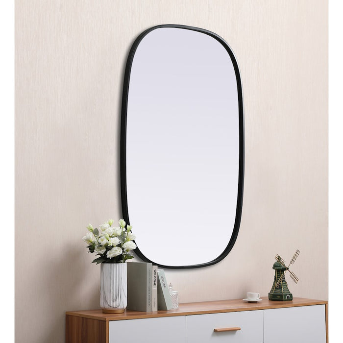 Elegant Decor Brynn Metal Frame Oval Mirror 24X36", Black