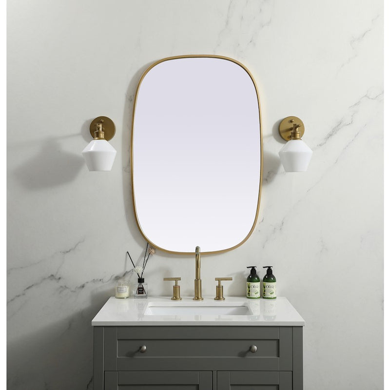 Elegant Decor Brynn Metal Frame Oval Mirror 24X36", Brass
