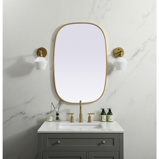 Elegant Decor Brynn Metal Frame Oval Mirror 24X36", Brass