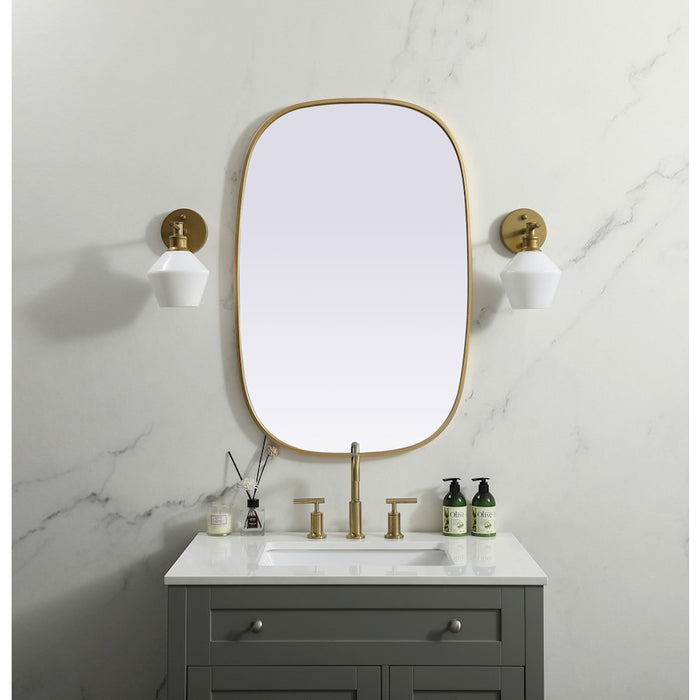 Elegant Decor Brynn Metal Frame Oval Mirror 24X36", Brass