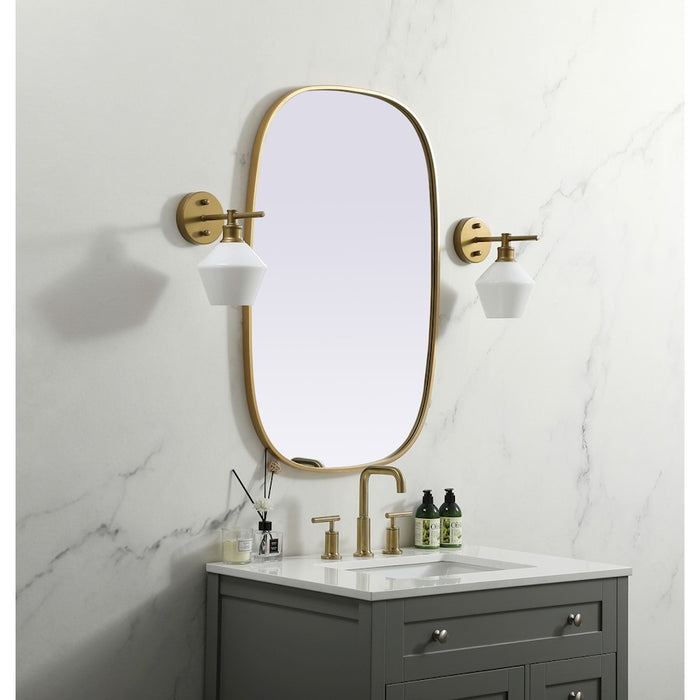 Elegant Decor Brynn Metal Frame Oval Mirror 24X36", Brass