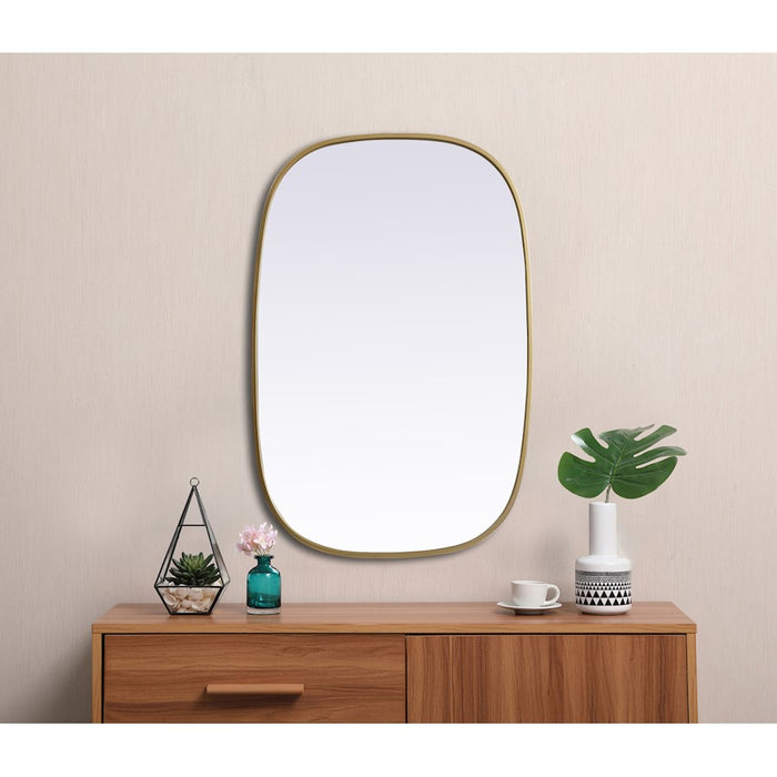 Elegant Decor Brynn Metal Frame Oval Mirror 24X36", Brass