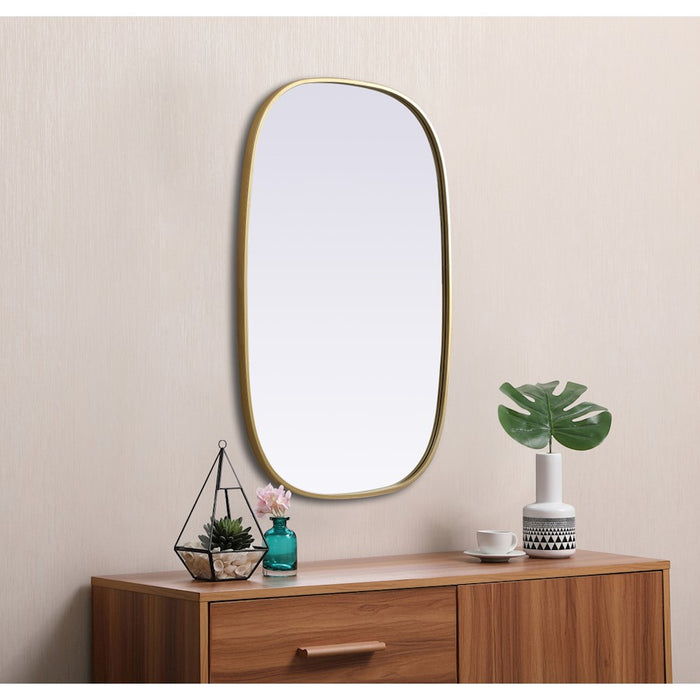Elegant Decor Brynn Metal Frame Oval Mirror 24X36", Brass