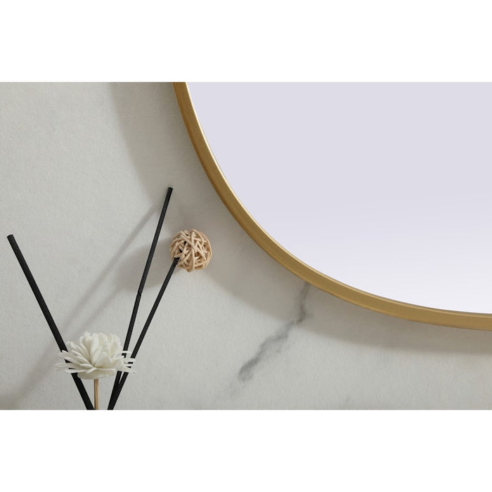 Elegant Decor Brynn Metal Frame Oval Mirror 24X36", Brass