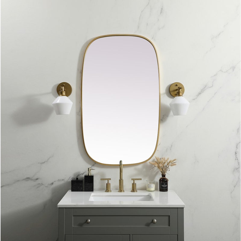 Elegant Decor Brynn Metal Frame Oval Mirror 24X40", Brass