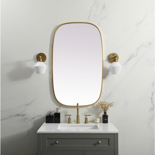 Elegant Decor Brynn Metal Frame Oval Mirror 24X40", Brass