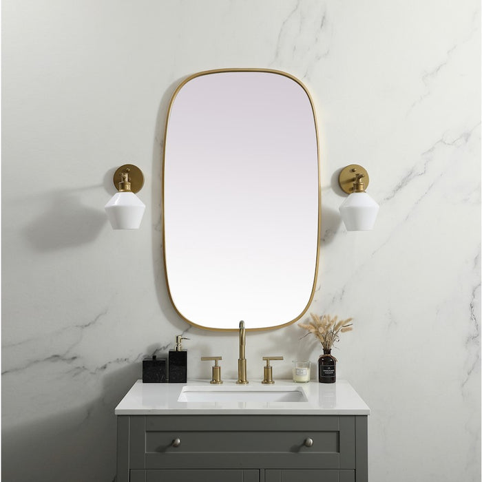 Elegant Decor Brynn Metal Frame Oval Mirror 24X40", Brass