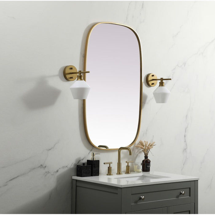 Elegant Decor Brynn Metal Frame Oval Mirror 24X40", Brass