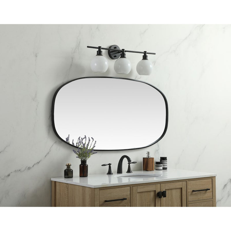 Elegant Decor Brynn Metal Frame Oval Mirror 24X48", Black