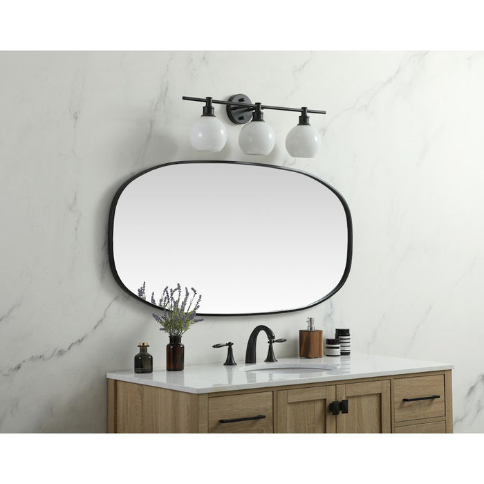 Elegant Decor Brynn Metal Frame Oval Mirror 24X48", Black