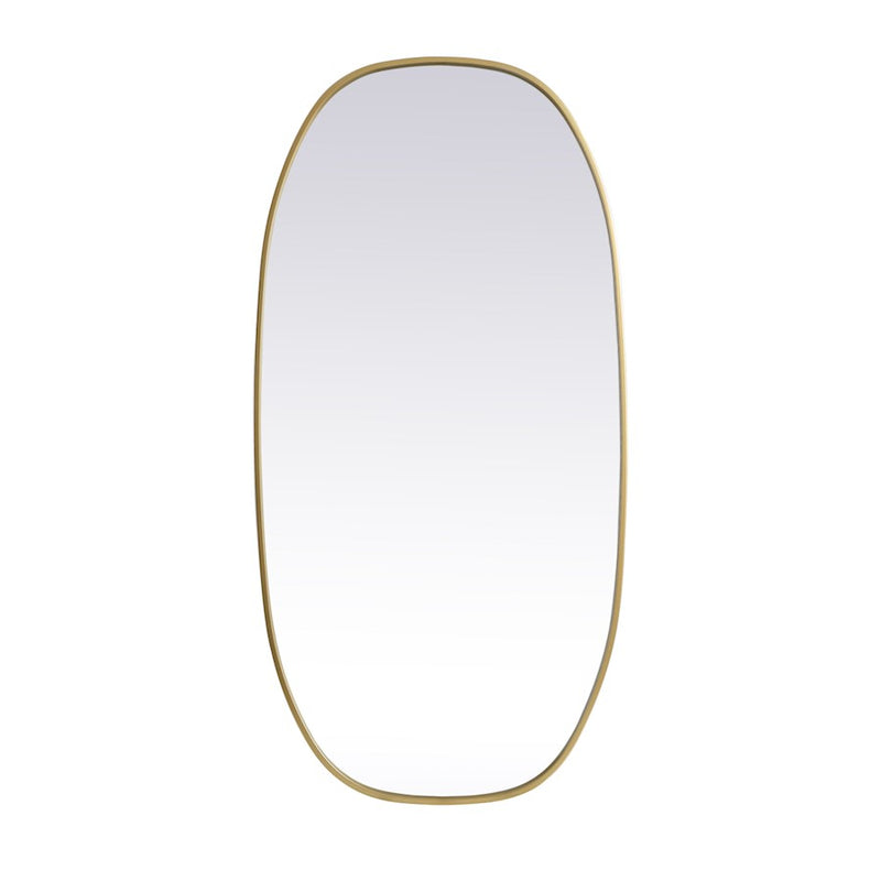 Elegant Decor Brynn Metal Frame Oval Mirror 24X48", Brass