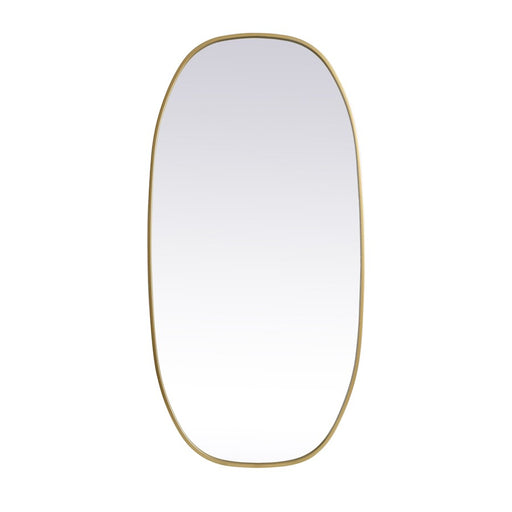 Elegant Decor Brynn Metal Frame Oval Mirror 24X48", Brass