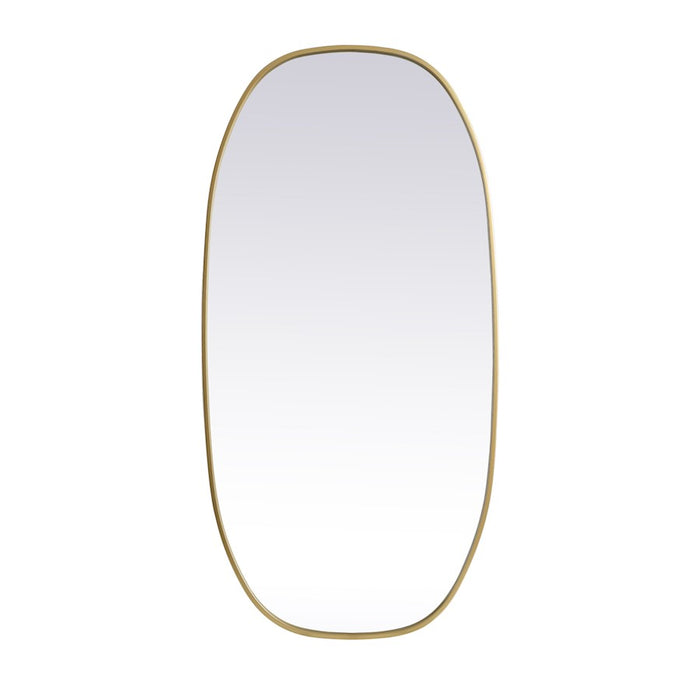 Elegant Decor Brynn Metal Frame Oval Mirror 24X48", Brass