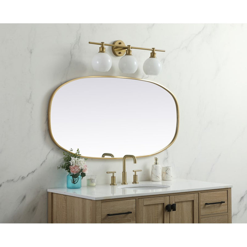 Elegant Decor Brynn Metal Frame Oval Mirror 24X48", Brass