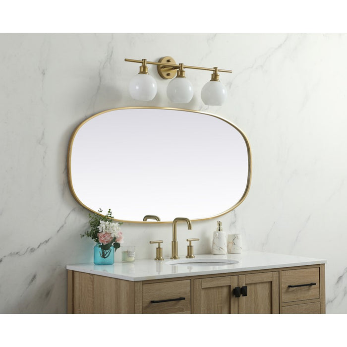 Elegant Decor Brynn Metal Frame Oval Mirror 24X48", Brass