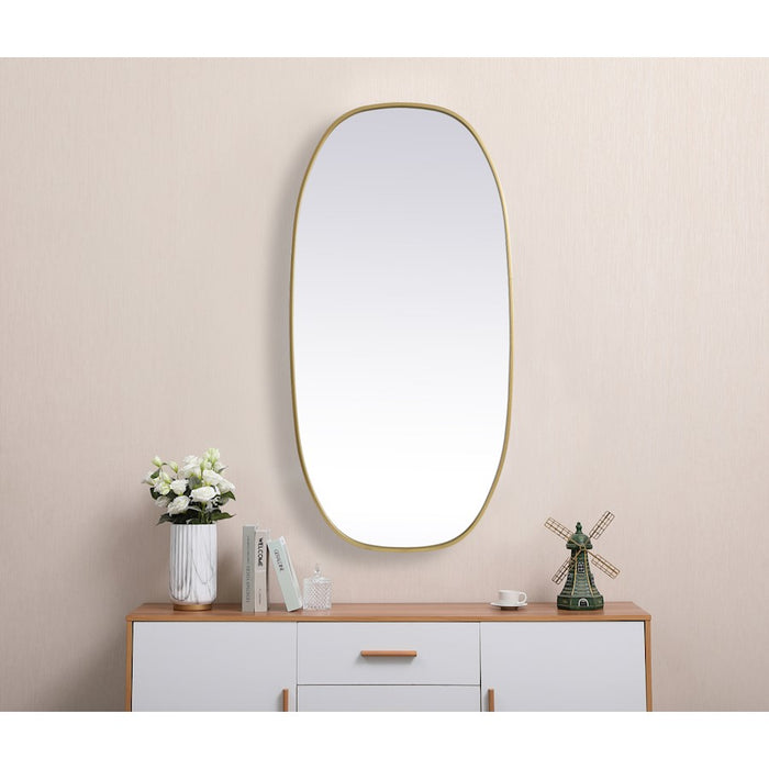 Elegant Decor Brynn Metal Frame Oval Mirror 24X48", Brass