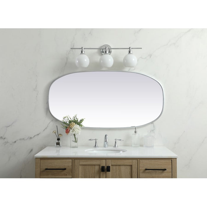 Elegant Decor Brynn Metal Frame Oval Mirror 24X48", Silver