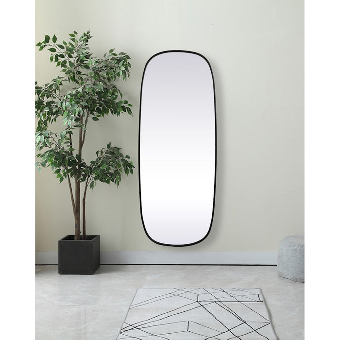 Elegant Decor Brynn Metal Frame Oval Mirror 24X60", Black
