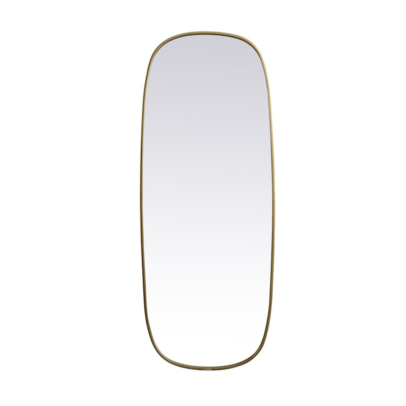 Elegant Decor Brynn Metal Frame Oval Mirror 24X60", Brass