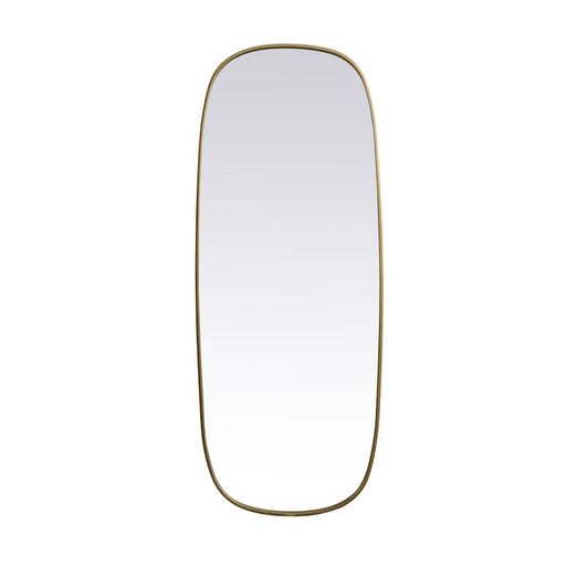 Elegant Decor Brynn Metal Frame Oval Mirror 24X60", Brass