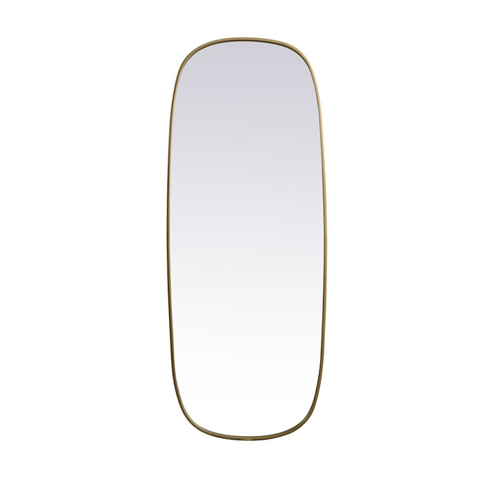 Elegant Decor Brynn Metal Frame Oval Mirror 24X60", Brass