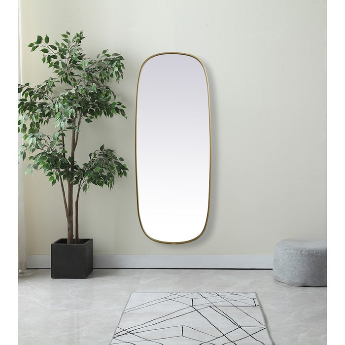 Elegant Decor Brynn Metal Frame Oval Mirror 24X60", Brass