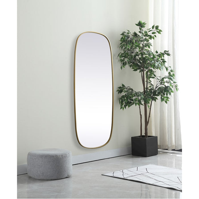 Elegant Decor Brynn Metal Frame Oval Mirror 24X60", Brass