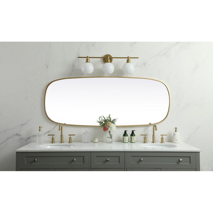 Elegant Decor Brynn Metal Frame Oval Mirror 24X60", Brass