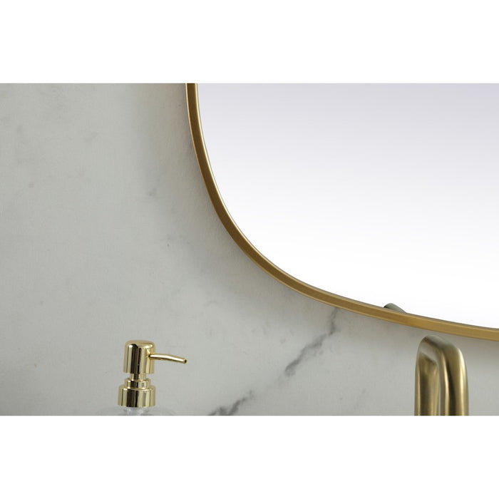 Elegant Decor Brynn Metal Frame Oval Mirror 24X60", Brass