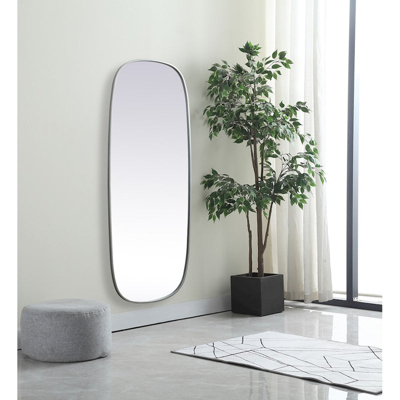 Elegant Decor Brynn Metal Frame Oval Mirror 24X60", Silver