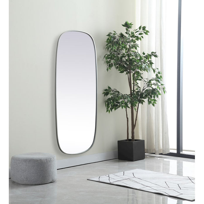 Elegant Decor Brynn Metal Frame Oval Mirror 24X60", Silver